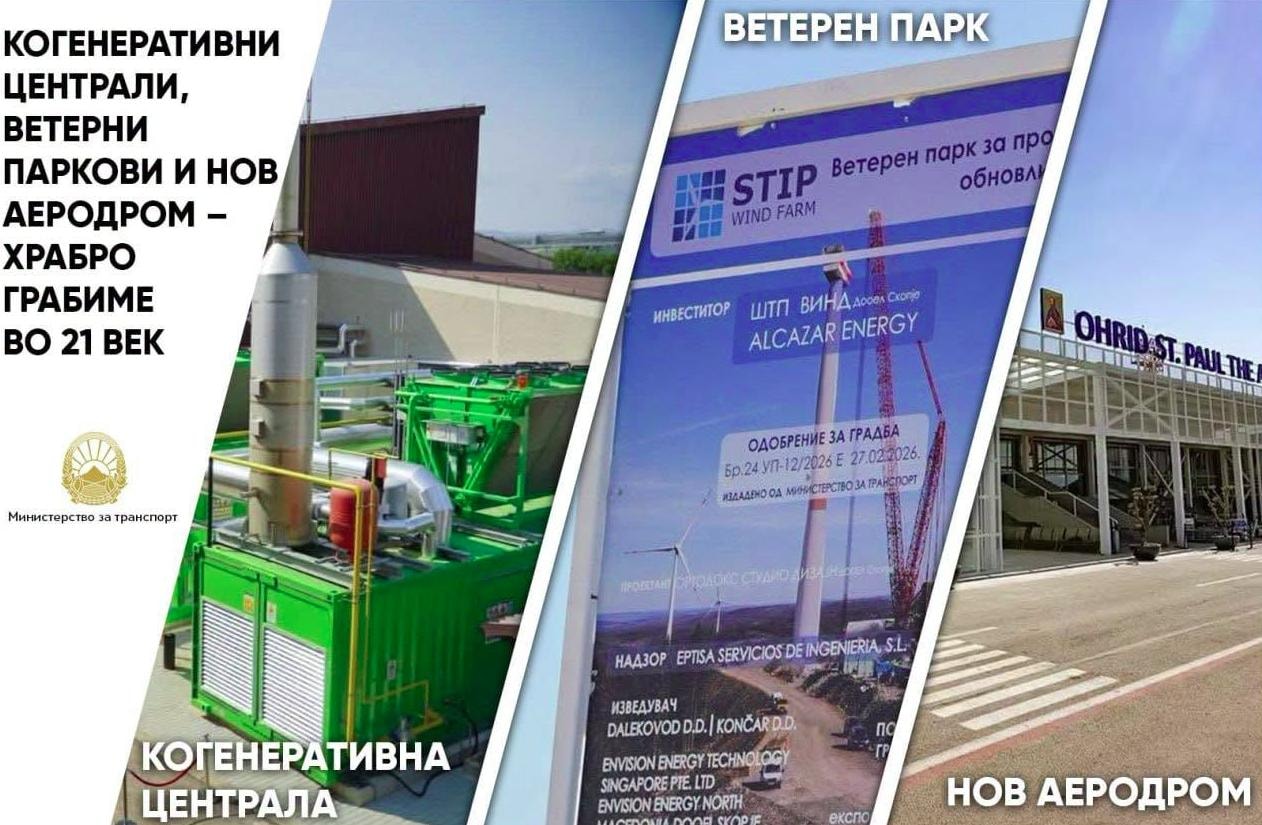 Изминатата недела реализирани три капитални проекти: Когенеративна централа, ветерен парк и реконструиран аеродромот во Охрид